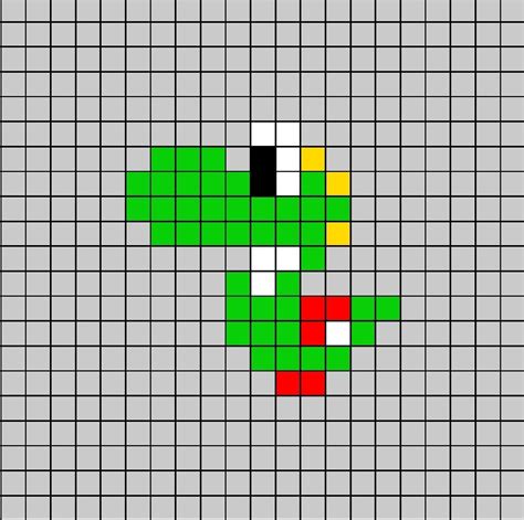 Yoshi Pixel Art Pixel Art Pixel Art Grid Perler Bead Art