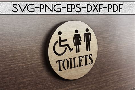 Toilets Sign Papercut Template Toilet Decor Svg Pdf Dxf By Mulia