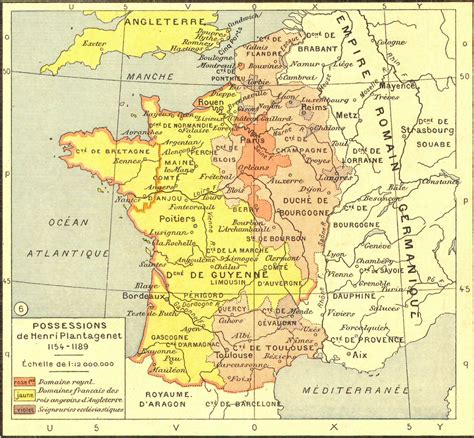 Carte Des Possessions De Henri Plantagenet 1154 1189