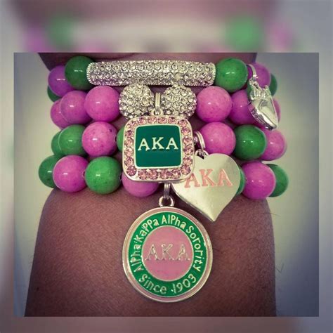 Alpha Kappa Alpha Aka Sorority Bracelet Set Jade Gemstones Sorority