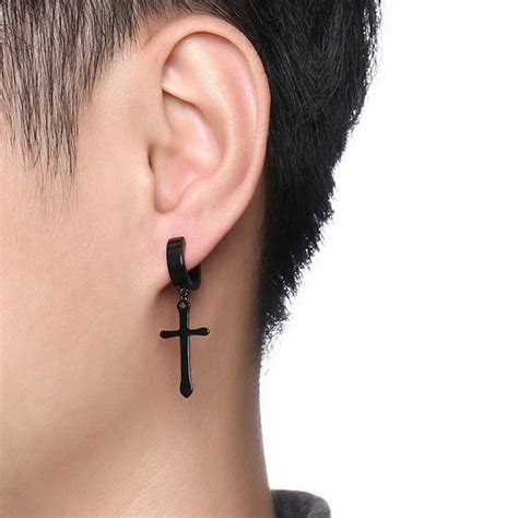 5 out of 5 stars. Rock Mens Cross Earrings Stainless Steel Dangle Earrings ...