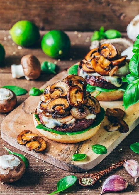 Mushrooms are surprisingly similar in taste and texture to meat when cooked, so they are the perfect ingredient for vegetarian veggie burgers! Vegan Mozzarella Mushroom Burger | Recipe | Vegan ...