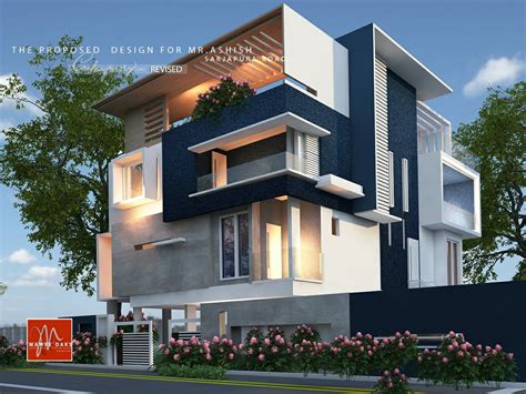 Bangalore House Design Mamreoaks Architecture And Home 3d Elevation