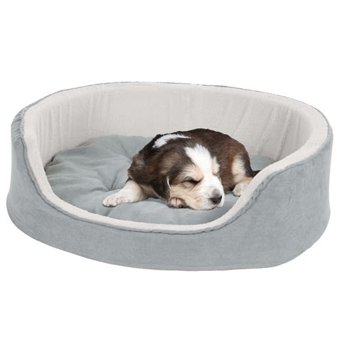 Round Dog Bed Small Cuddle Round Microsuede Pet Bed Gray