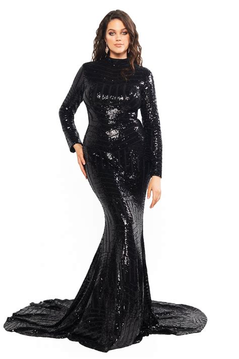 Plus Size Black Sequin Gown 2021 Prestastyle