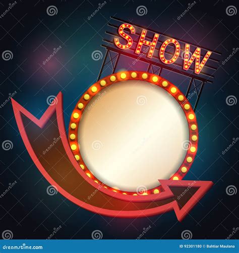Showtime Signboard Retro Style With Light Frame Stock Vector