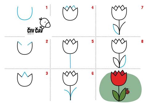 Kako enostavno narišemo pomladne rožice? Narišimo tulipan 🌷🖍😍 : Čivčav