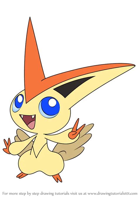 Learn How To Draw Victini From Pokemon Pokemon Step By Step Drawing