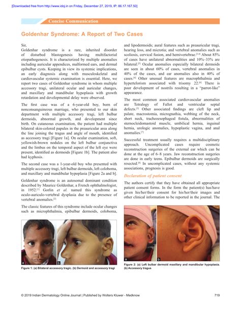 PDF Goldenhar Syndrome A Report Of Two Cases