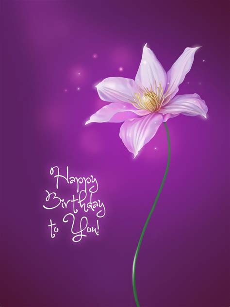 Purple Flower Happy Birthday Cards Happy Birthday Greetings Happy