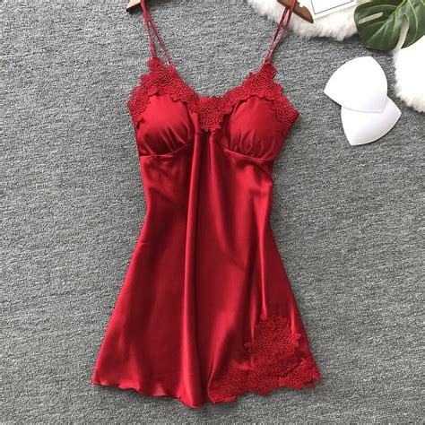 Women Nightgowns Sexy Nightwear Lace Patchwork Camisola Lingerie Nighty