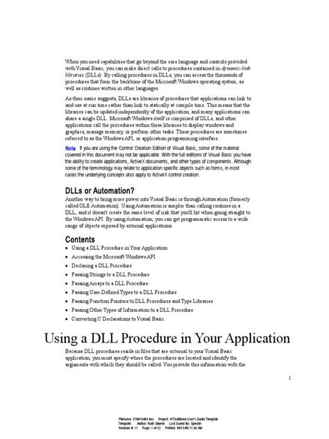 Using A Dll Procedure In Your Application Dlls Or Automation Pdf