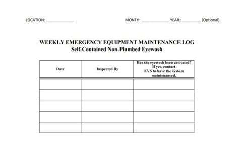 Confirm the extinguisher is visible, unobstructed, and in its designated location. Eyewash Log Sheet Template Printable / Monthly Fire ...