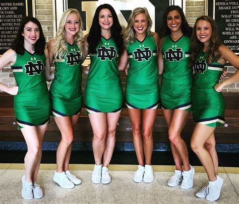 See More Notre Dame Cheerleaders Here Cheerleading College Cheer