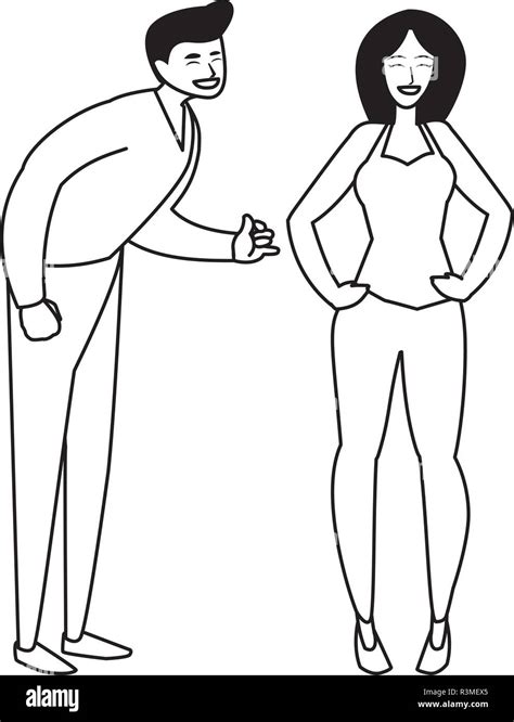 Cartoon Happy Couple Having A Fun Time Over White Background Vector