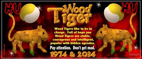1974 2034 Chinese Zodiac Born In Year Of Wood Tiger By Valxart Zodiac