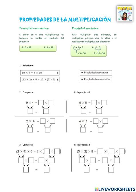Pdf Online Exercise Propiedades De La Multiplicaci N Math Online