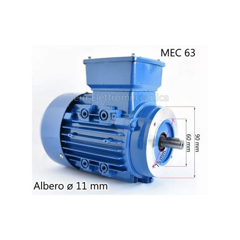 Three Phase Electric Motor 050 Hp 037 Kw 2800 Rpm Mec 63 Form B14