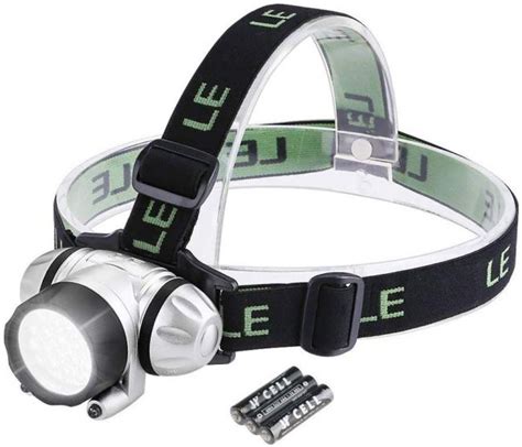 LED Head Torch, Battery Powered Headlamp, 4 Brightness Modes, 3 AAA