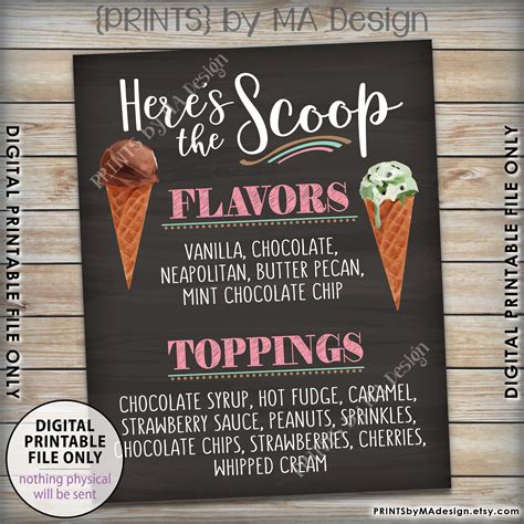 Ice Cream Sign Flavors And Toppings Heres The Scoop Ice Cream Bar