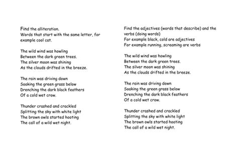 Alliteration Poem Teaching Resources