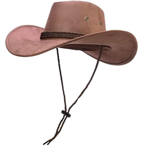 Mens Faux Felt Wide Brim Western Cowboy Hat Fedora Outdoor Party Hats