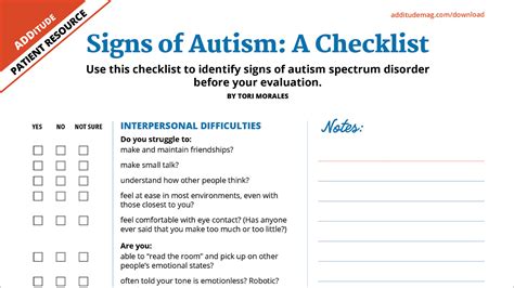 Autism Symptom Checklist Preparing For An Asd Evaluation