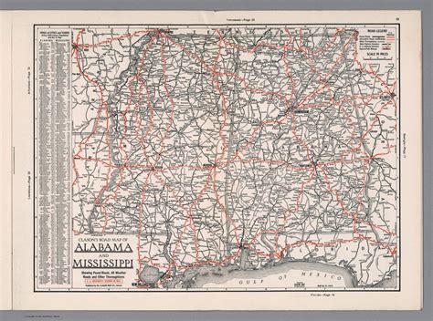 Clasons Road Map Of Alabama And Mississippi Showing Paved Roads All