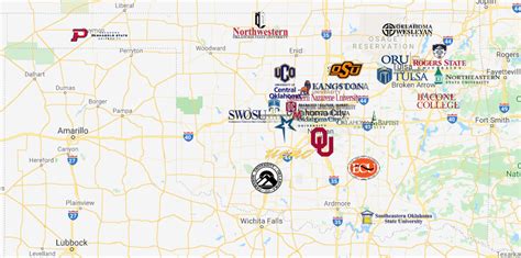 Colleges In Oklahoma Map Map Oklahoma College