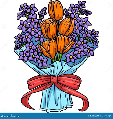 Flower Bouquet Cartoon Colored Clipart Stock Vector Illustration Of