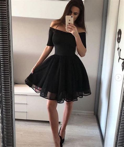 Simple Black Short Prom Dress Black Homecoming Dress In 2021 Black