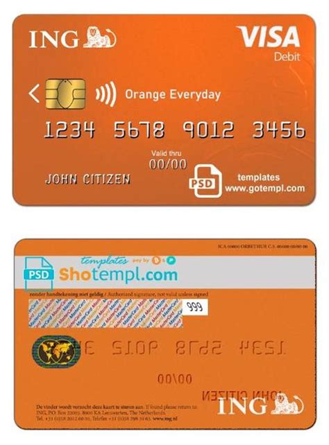 Netherlands Ing Orange Visa Card Template In Psd Format Fully Editable