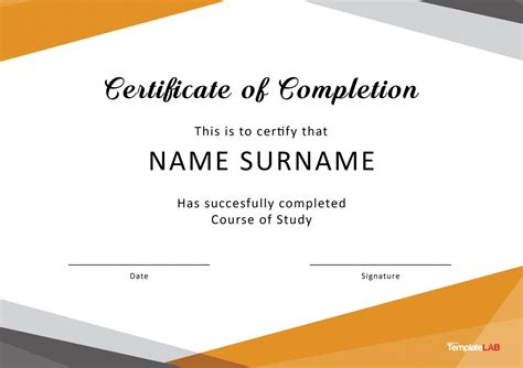 Free Templates For Certificates Of Completion