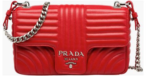 Prada Diagramme Leather Shoulder Bag In Red Lyst