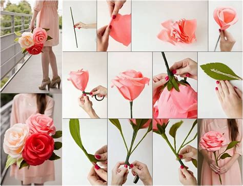 Diy Giant Crepe Paper Rose Video Paper Roses Paper Flower Tutorial