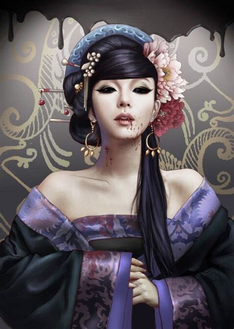 Pin By T Nymphsis On Art Geisha Art Chinese Vampire Vampire Art