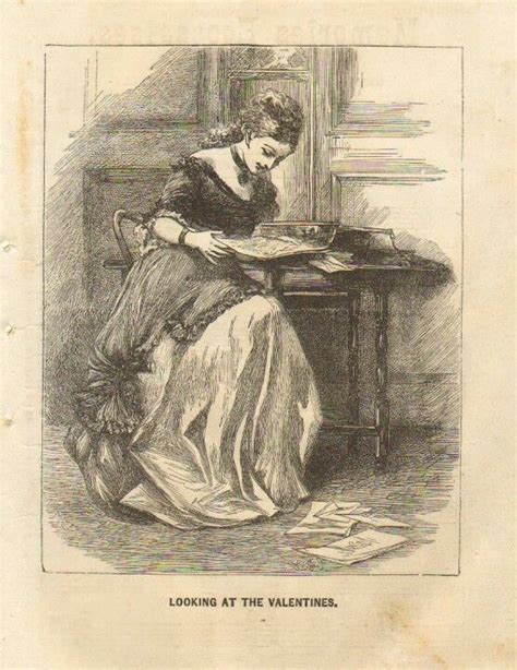 Victorian Era Lady Reading Valentines Vintage 1872