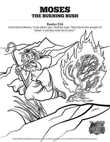 Baby moses in the basket burning bush moses parting the sea. Exodus 3 Moses and the Burning Bush Sunday School Coloring ...