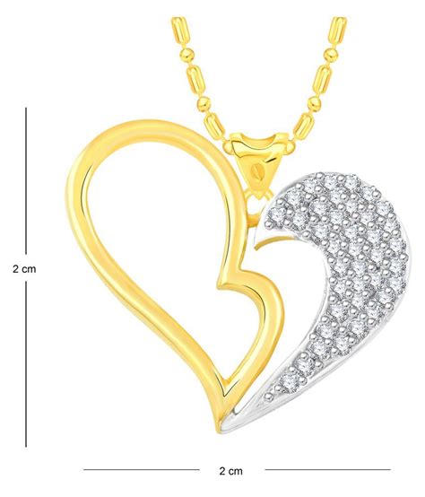 Vk Jewels Love Heart Gold And Rhodium Plated Alloy Cz American Diamond Pendant With Chain For