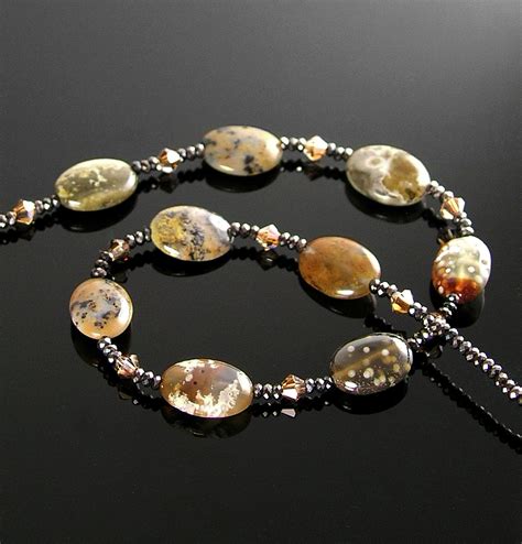 Natural Ocean Jasper Necklace Sterling Silver One Of A Kind Beaded