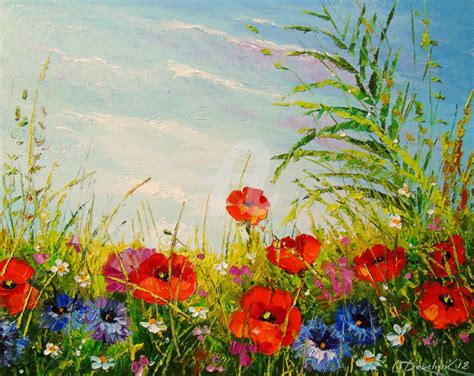 Summer Field Of Flowers Painting By Olha Artmajeur