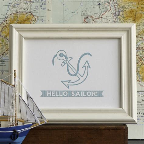 Hello Sailor Nautical Letterpress Print By Print For Love