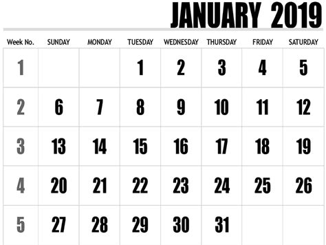 Free January 2019 Calendar Template Calendar Template 2019 Calendar
