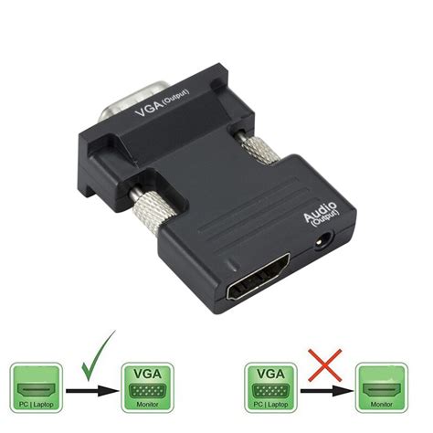P Hdmi Compatible To Vga Adapter Converter Vga Audio Cable Video