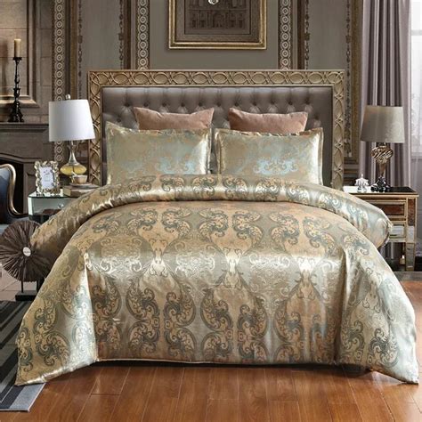 Claroom Jacquard Bedding Set Queen King Size Duvet Cover Silk Bed