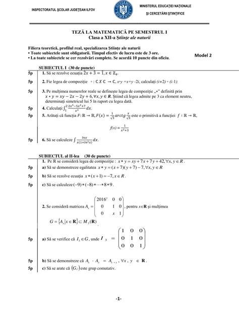 Teza Matematica Clasa 8 Sem 1 Mosrewaxy