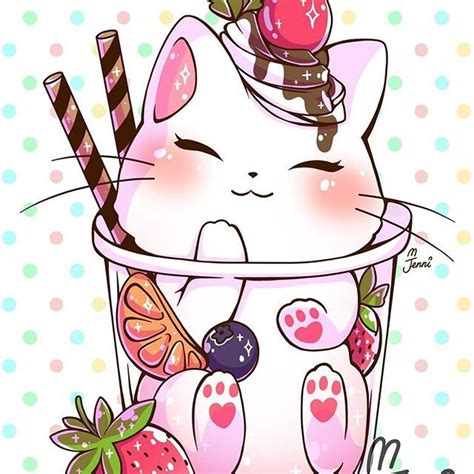 Vanilla Fruit Kitty Parfait 💖🍓🍧 Parfait Strawberry Dessert