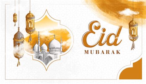 Free Vector Hand Drawn Eid Mubarak Illustration