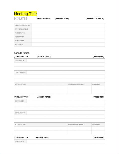 》free Printable Best Meeting Minutes Template Bogiolo
