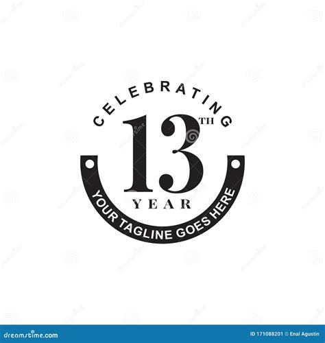 13th Year Celebrating Anniversary Emblem Logo Design Stock Vector